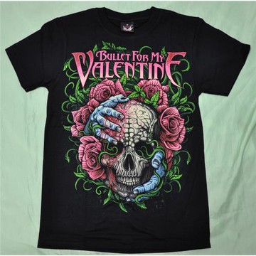 【泰版】Bullet For My Valentine致命情人子彈情人花骷髏短袖T恤