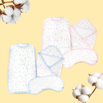 六層紗睡袍圍兜包巾3入