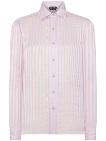 TOM FORD - striped silk shirt - women - Silk - 40 - Pink