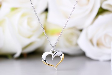 14K金撞色愛心扭轉項鍊 NLAJA0878N-2