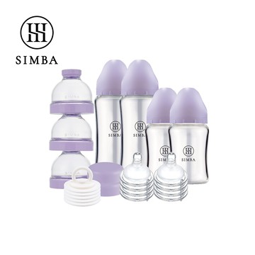 Simba 小獅王辛巴 - 蘊蜜質金玻璃寬口奶瓶人氣口碑組-紫芙