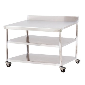 【Abis】客製商品-豪華升級版加牆款三層304不鏽鋼桌-附煞車輪/料理桌/工作桌/工作台/流理台(100X56CM)