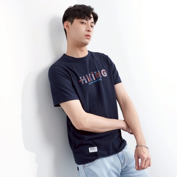 【ERSS】男裝 短袖 男生 t恤 短袖上衣 登山健行休閒印花TEE-男 丈青【K70345】