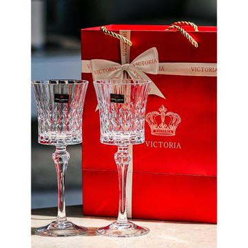 法國進口女士紅酒杯輕奢高檔水晶高腳杯結婚禮物2個一對禮盒裝