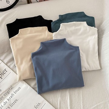 純色洋氣打底衫女內搭新款秋冬季小個子長袖t恤白色上衣服