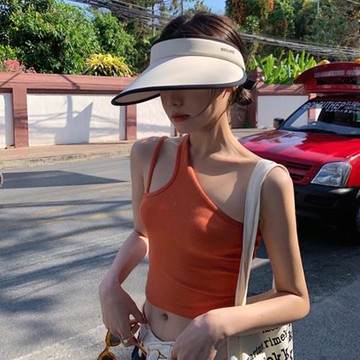 橘色小吊帶背心女帶胸墊夏外穿內搭美背打底性感斜肩辣妹無袖上衣