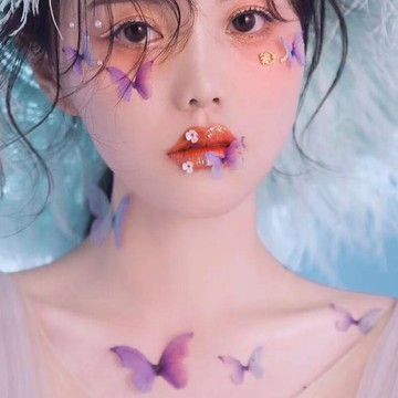 網紅眼妝薄紗小蝴蝶貼臉飾品鉆化妝新娘兒童舞臺珍珠妝面臉部裝飾