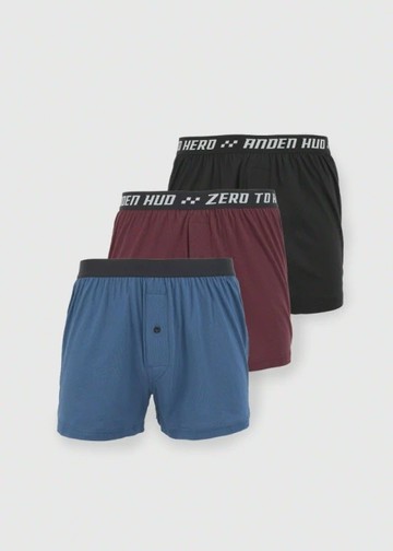 男款三入組_Extreme Speed．純棉寬鬆四角內褲(朗姆紅/電藍/黑)