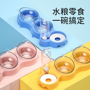 貓碗雙碗自動飲水保護頸椎防打翻斜口碗幼貓陶瓷貓咪喝水碗貓食盆