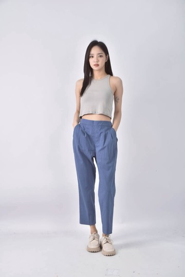 (S) global work高腰藍色長褲