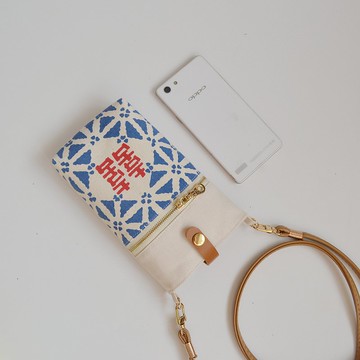 土布喜字 側背手機袋 手機包 輕便隨身包