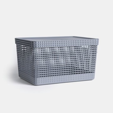 巴西OU Grid附蓋收納籃 L 灰