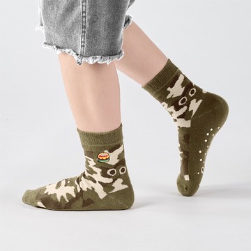 聯名Crazygogo_登山筆記 中筒童襪 - 綠(1y-9y)