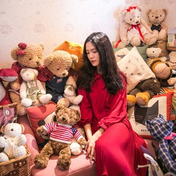 馬克的青春日記 百摺假領巾雙排釦雪紡長袖洋裝