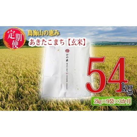 ふるさと納税 《定期便》18kg×3ヶ月 秋田県産 あきたこまち 玄米 2kg×9袋 神宿る里の米「ひの米」（お米 小分け） 秋田県にかほ市