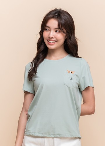 *萌俏輕甜狗狗刺繡造型Ｔ恤