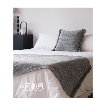 床尾毯床尾巾侘寂風床搭毯ins床旗民宿酒店黑灰色現代簡約中古風