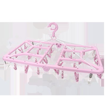 太力折疊晾衣架多功能塑料多夾子衣架嬰兒內衣襪子防風晾曬架家用