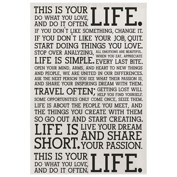 Life創意文字對開門簾