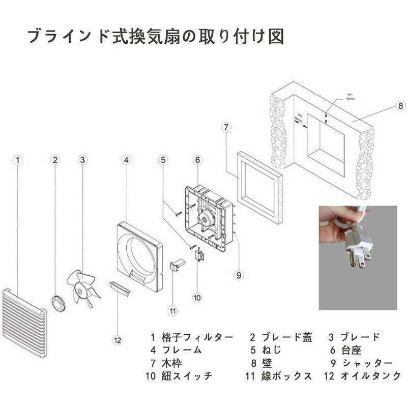 換気扇 窓 浴室 給排形 連動式 シャッター 蚊よけ 引きひもスイッチ 格子フィルター 以上を買うと,同時吸気排気でき 新鮮な空気を吸入