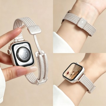 麥穗磁吸扣 不鏽鋼錶帶 適用於 Apple Watch S11 10 9 8 7 SE 錶帶 42/46MM 49MM