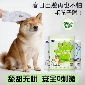 台灣出貨🔥寵物溼巾免洗清潔手套 狗狗洗澡除臭貓咪幼犬幼貓乾洗寵物清潔用品