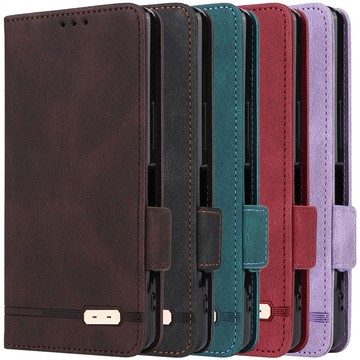 日本書本式防摔殼套 適用 sharp 夏普R8手機套保護殼翻蓋R8多卡槽五金磁吸扣商務簡約對吸皮套