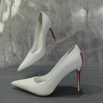 免運 開立發票 鞋子 潮鞋 休閒鞋 白色尖頭紅底高跟鞋氣質新款細跟淺口性感女士高跟單鞋春秋