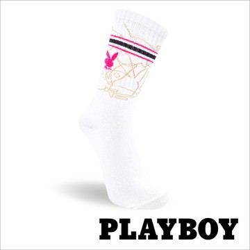 【襪款任選3雙$299 、6雙$511】PLAYBOY 繽紛兔頭女中筒休閒襪-白 (BD4523)