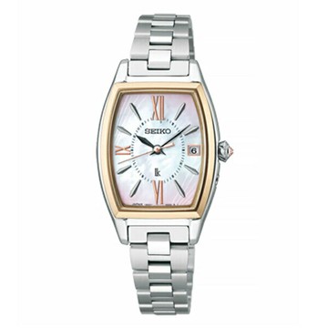 seiko SK037 精工錶 Lukia系列 SK037 1B32-0AX0K(SSQW076J) 酒桶形太陽能電波對時輕量鈦金屬淑女腕錶 24.6mm｜樂天領券現折★全館特惠中★指定刷卡回饋10%