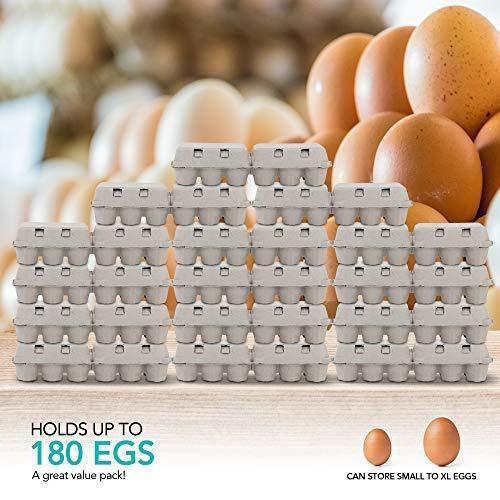 Stock Your Home 卵カートン1ダース(15パック)12個 簡単に分解でき 半ダース卵カートン30個 卵入れ180個まで収納可能 ラベル3