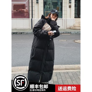 超長款到腳踝羽絨棉服女2024冬季新款加厚韓版寬松黑色連帽棉衣潮