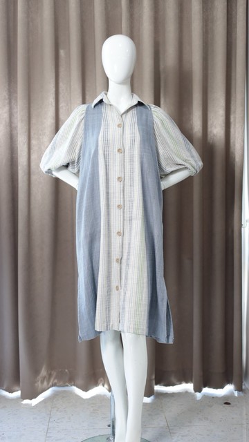 Loom & Leaf - 泡泡袖手工棉麻洋裝