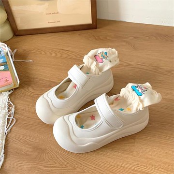 大發少女 魔術貼厚底小白鞋女2026新款大頭鞋ins復古百搭瑪麗珍鞋