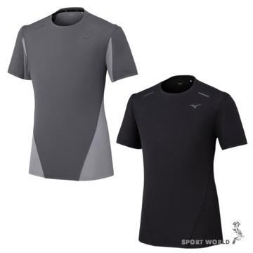 Mizuno 美津濃 短袖上衣 男裝 排汗 反光 灰/黑【運動世界】J2MAC50107/J2MAC50109