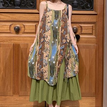 [巴黎精品] 現貨+預購 高級法式長洋裝中長裙洋裝連身裙子A字裙大碼寬鬆休閒女裝-油畫印花女裙子a1ku37
