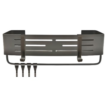 浴室置物架 四方架 帶桿帶鉤 32 x 12 x 6.8cm 低調灰 節省空間設計  1個