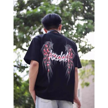 KZDALL原創設計花瓣羽翼發泡印花短袖T恤夏季美式街頭寬松男女