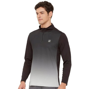 【Jack Wolfskin 飛狼】滿額折300★男 漸層半高領長袖涼感排汗衣 T恤『黑』(169013)