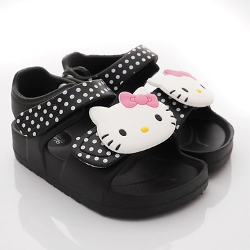 HELLO KITTY - 台灣製可愛凱蒂貓休閒涼鞋(中小童段)-黑