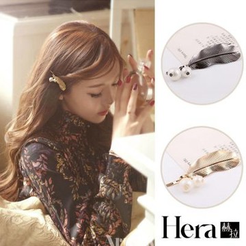 【HERA赫拉】希臘風金銀葉子髮夾兩入組