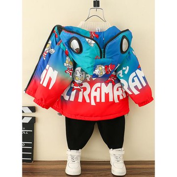 奧特曼男童外套秋冬裝加絨加厚棉衣2025新款洋氣兒童裝派克服棉服