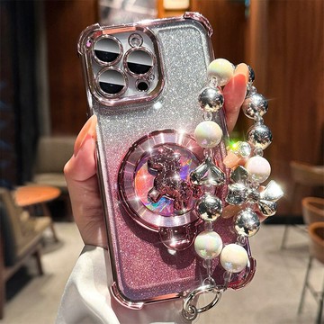 2026新年款適用蘋果16promax手機殼iPhone17馬年馬上有錢13高級感保護套12旋轉陀螺支架帶手鍊四角防摔