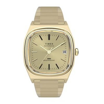 TIMEX 天美時 1983E系列 自動機械錶 34毫米 不鏽鋼伸縮錶帶腕錶(香檳金 TXTW2Y07200)