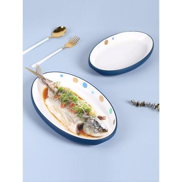 魚盤陶瓷蒸魚盤創意裝長盤子家用剁椒魚頭專用2021新款大號烤魚盤