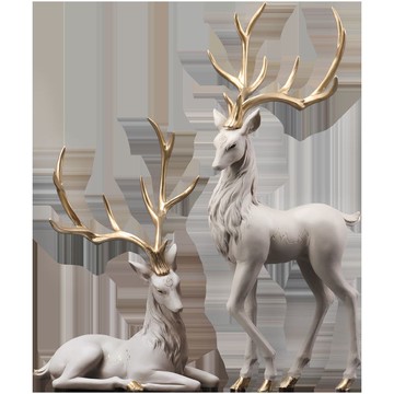 免運開發票 北歐輕奢客廳電視柜桌面擺件創意鹿玄關酒柜家居裝飾品工藝品擺設