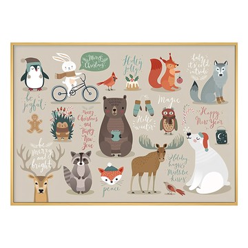 森林小動物的祝福 40 x 30cm 畫作  木色