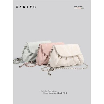 CAKJVG小眾褶皺云朵包女2026新款餃子包夏天高級感斜挎小包鏈條包