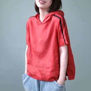 大碼女裝夏季棉麻短袖寬松T恤2025新款潮文藝上衣顯瘦遮肚子體恤