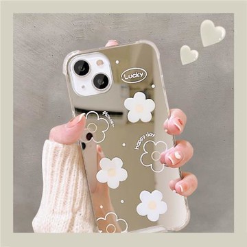 適用于蘋果14promax手機殼新款iphone13高級感11pro鏡面12花朵8plus簡約7創意x小清新xs男女xr小眾max保護套